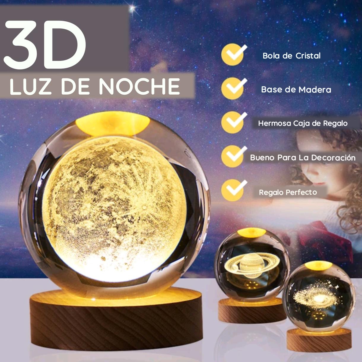 Lampara LUNA 3D esfera de cristal LUZ