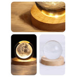 Lampara LUNA 3D esfera de cristal LUZ
